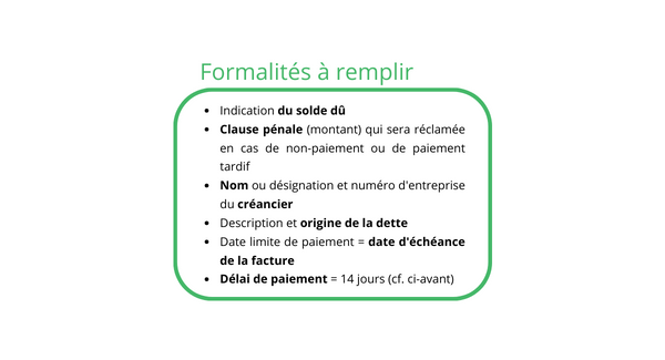 Liste des formalités à remplir